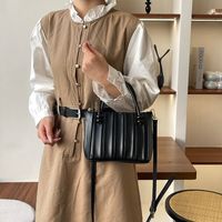 Women's Pu Leather Solid Color Classic Style Sewing Thread Square Zipper Shoulder Bag main image 3