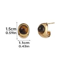 1 Pair Vintage Style Round Plating Inlay Copper Turquoise Tiger Eye Shell Ear Studs main image 2