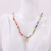Sweet Geometric Color Block Heart Shape Alloy Beaded Plating Women's Pendant Necklace main image 3