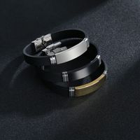 Simple Style Classic Style Geometric Stainless Steel Silica Gel Plating Men's Wristband main image 3