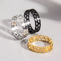 Simple Style Heart Shape Titanium Steel Plating Hollow Out Couple Rings main image 1