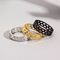 Simple Style Heart Shape Titanium Steel Plating Hollow Out Couple Rings main image 3
