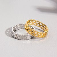 Simple Style Heart Shape Titanium Steel Plating Hollow Out Couple Rings main image 2
