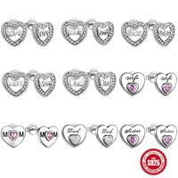 1 Pair Simple Style Letter Heart Shape Plating Inlay Sterling Silver Zircon Ear Studs main image 1