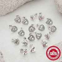 1 Pair Simple Style Letter Heart Shape Plating Inlay Sterling Silver Zircon Ear Studs main image 4