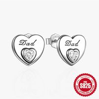 1 Pair Simple Style Letter Heart Shape Plating Inlay Sterling Silver Zircon Ear Studs sku image 2