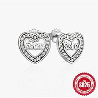 1 Pair Simple Style Heart Shape Inlay Sterling Silver Zircon Ear Studs sku image 7
