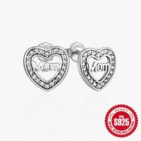 1 Pair Simple Style Letter Heart Shape Plating Inlay Sterling Silver Zircon Ear Studs sku image 4