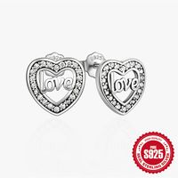 1 Pair Simple Style Heart Shape Inlay Sterling Silver Zircon Ear Studs sku image 10