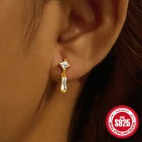 1 Piece Simple Style Geometric Plating Inlay Sterling Silver Opal Zircon Ear Studs main image 5