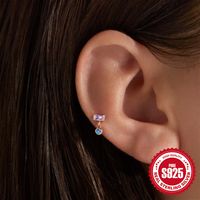 1 Piece Simple Style Geometric Plating Inlay Sterling Silver Opal Zircon Ear Studs main image 3
