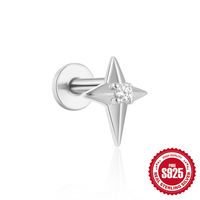 1 Piece Simple Style Geometric Plating Inlay Sterling Silver Opal Zircon Ear Studs sku image 3