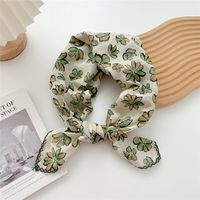 Women's Pastoral Simple Style Printing Cotton And Linen Printing Silk Scarf sku image 12
