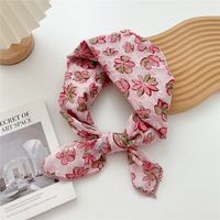 Women's Pastoral Simple Style Printing Cotton And Linen Printing Silk Scarf sku image 14