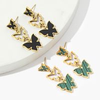 1 Pair Casual Butterfly Polishing Plating Inlay Titanium Steel Rhinestones Drop Earrings main image 1