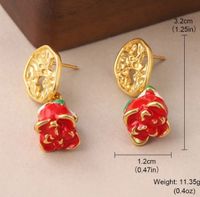 1 Pair Elegant Rose Plating Hollow Out Copper 18k Middle Ancient Gold Drop Earrings main image 2