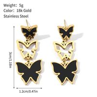 1 Pair Casual Butterfly Polishing Plating Inlay Titanium Steel Rhinestones Drop Earrings sku image 2