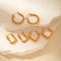 1 Pair Simple Style C Shape Heart Shape Plating 304 Stainless Steel Gold Plated Hoop Earrings main image 2