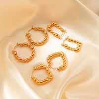 1 Pair Simple Style C Shape Heart Shape Plating 304 Stainless Steel Gold Plated Hoop Earrings main image 5