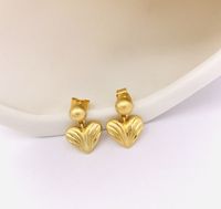 1 Pair Simple Style Heart Shape Plating Brass Drop Earrings main image 1