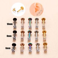 1 Piece Ear Cartilage Rings & Studs Simple Style Round 316 Stainless Steel  Plating Inlay Zircon main image 2