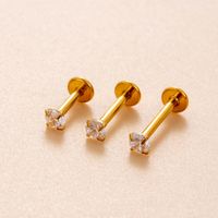 1 Piece Ear Cartilage Rings & Studs Simple Style Round 316 Stainless Steel  Plating Inlay Zircon main image 5