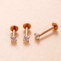 1 Piece Ear Cartilage Rings & Studs Simple Style Round 316 Stainless Steel  Plating Inlay Zircon main image 6
