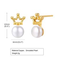 1 Pair Sweet Crown Bow Knot Plating Inlay Copper Alloy Artificial Pearls Zircon Ear Studs sku image 3