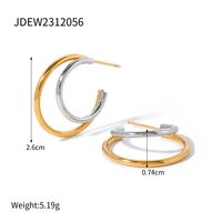 1 Pair IG Style Double Layer Solid Color Plating 304 Stainless Steel Ear Studs sku image 1