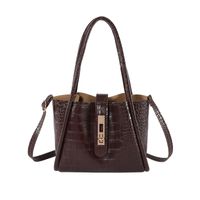 Women's Pu Leather Solid Color Vintage Style Square Lock Clasp Shoulder Bag sku image 1