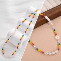 Vacation Pearl Flower Artificial Crystal Resin Freshwater Pearl Beaded Women's Necklace main image 1