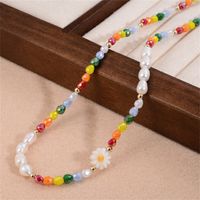 Vacation Pearl Flower Artificial Crystal Resin Freshwater Pearl Beaded Women's Necklace main image 7