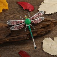 Elegant Retro Dragonfly Alloy Epoxy Plating Inlay Resin Rhinestones Unisex Brooches sku image 3