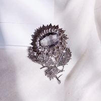 Glam Retro Shiny Sunflower Alloy Plating Inlay Artificial Crystal Rhinestones Unisex Brooches main image 5