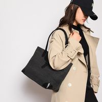 Women's Medium Denim Color Block Classic Style Zipper Shoulder Bag main image 6