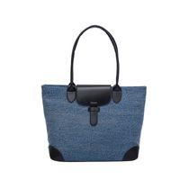 Women's Medium Denim Color Block Classic Style Zipper Shoulder Bag main image 3
