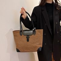 Women's Medium Denim Color Block Classic Style Zipper Shoulder Bag main image 2