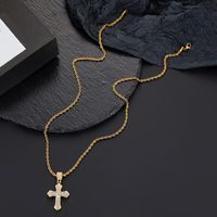 Hip-hop Cross Stainless Steel Alloy Plating Inlay Rhinestones Men's Pendant Necklace main image 4