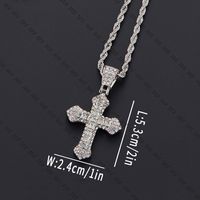 Hip-hop Cross Stainless Steel Alloy Plating Inlay Rhinestones Men's Pendant Necklace main image 2