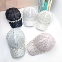Women's Vacation Sweet Solid Color Chain Hollow Out Curved Eaves Baseball Cap main image 6