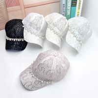 Women's Vacation Sweet Solid Color Chain Hollow Out Curved Eaves Baseball Cap main image 5