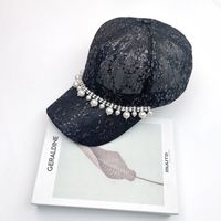 Women's Vacation Sweet Solid Color Chain Hollow Out Curved Eaves Baseball Cap main image 4