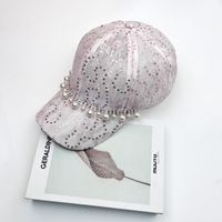 Women's Vacation Sweet Solid Color Chain Hollow Out Curved Eaves Baseball Cap sku image 4