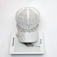 Women's Vacation Sweet Solid Color Chain Hollow Out Curved Eaves Baseball Cap sku image 2
