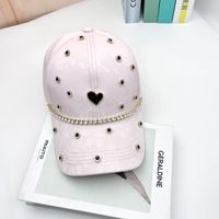 Femmes Mignon Sucré Couleur Unie Strass Avant-toit Incurvé Casquette De Baseball main image 3