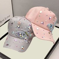 Women's Simple Style Classic Style Color Block Rhinestone Curved Eaves Baseball Cap main image 5