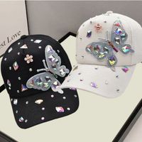 Women's Simple Style Classic Style Color Block Rhinestone Curved Eaves Baseball Cap main image 1