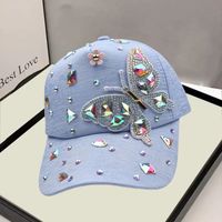 Women's Simple Style Classic Style Color Block Rhinestone Curved Eaves Baseball Cap main image 3