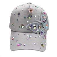 Women's Simple Style Classic Style Color Block Rhinestone Curved Eaves Baseball Cap main image 2