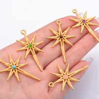 5 Pcs/package Simple Style Star Stainless Steel Plating Inlay Pendant Jewelry Accessories main image 4